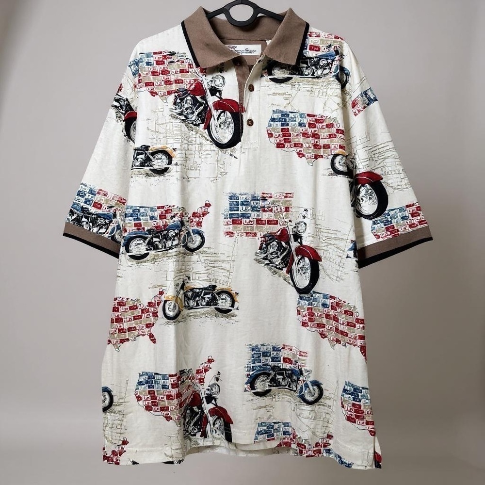 American Summer Motorcycle Textured Cotton Polo